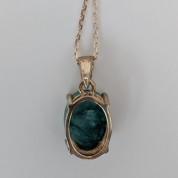 Emerald S925 Sterling Silver Gemstone Necklace - Picture 3 of 4